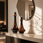 Amber glass decorative vase set for elegant home décor