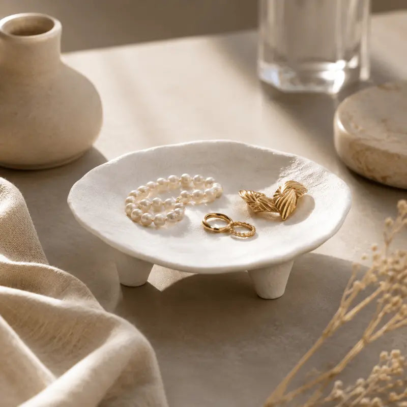 Ceramic decorative tray for jewellery and desktop décor