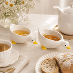 Ceramic duck serving bowl set for elegant dining table presentation