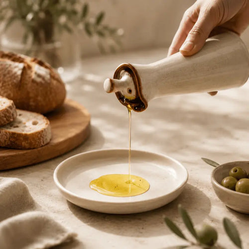 Ceramic oil dispenser bottle for elegant kitchen storage and table serving