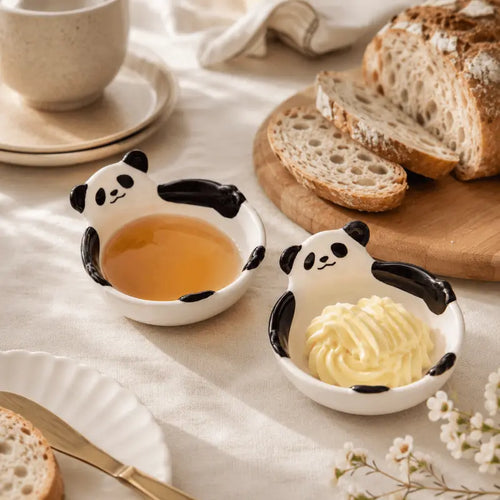 Ceramic panda serving bowl for elegant dining table presentation