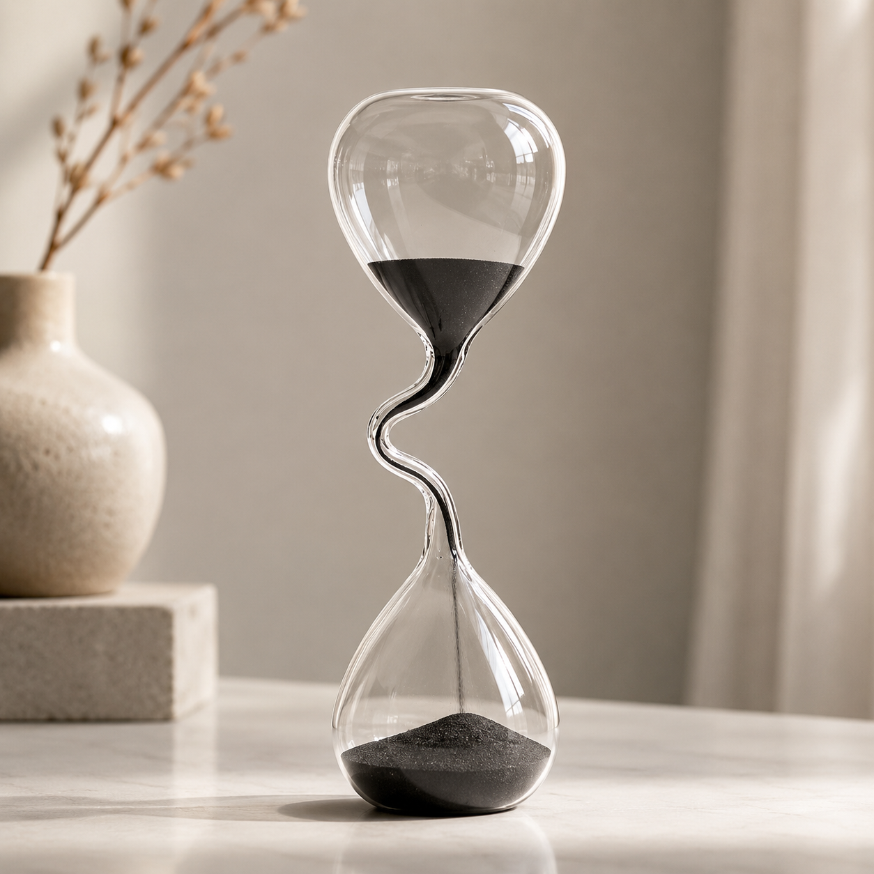 Modern Glass Hourglass Decor