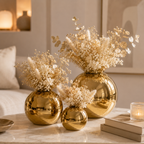 Golden Sphere Ceramic Vase Set
