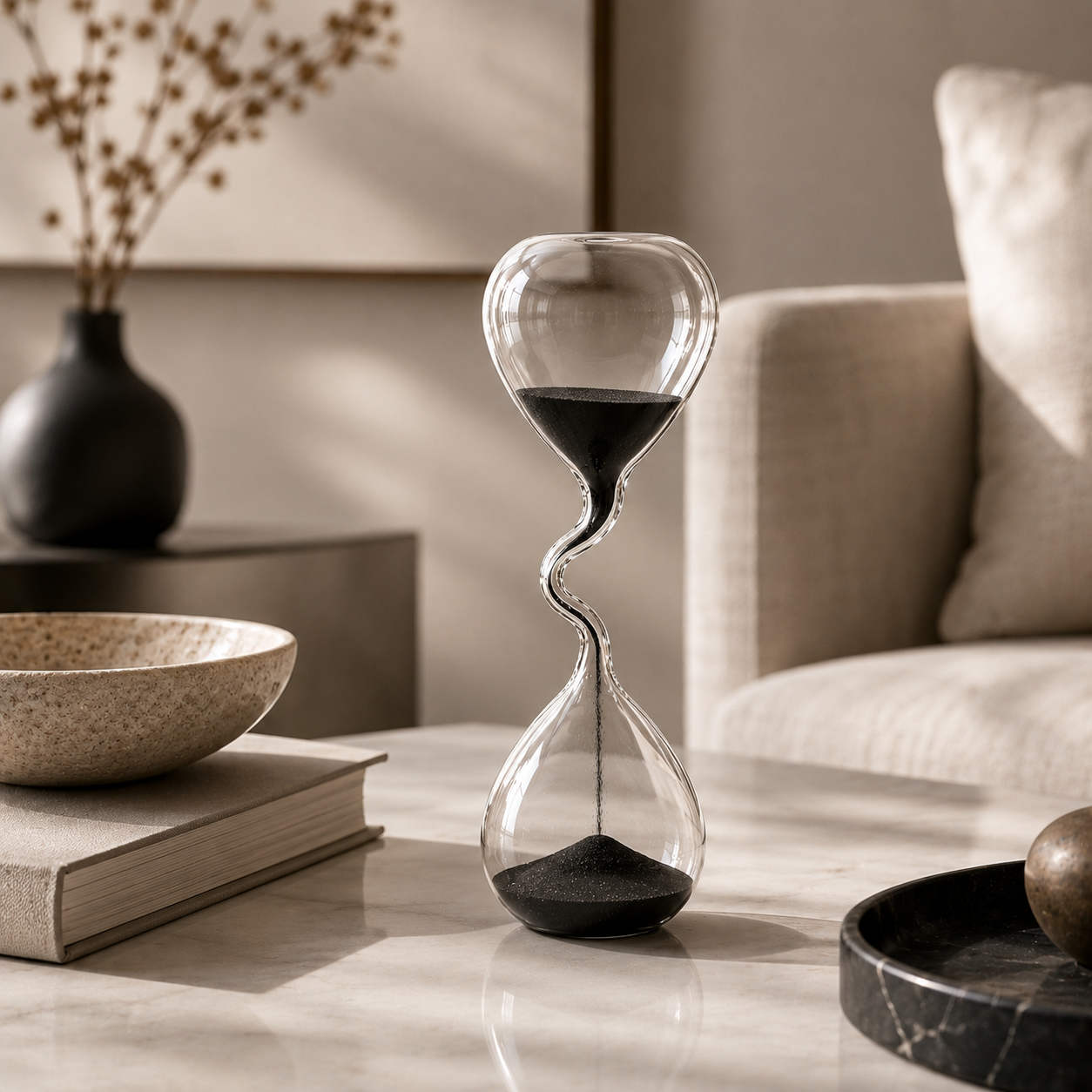Modern Glass Hourglass Decor