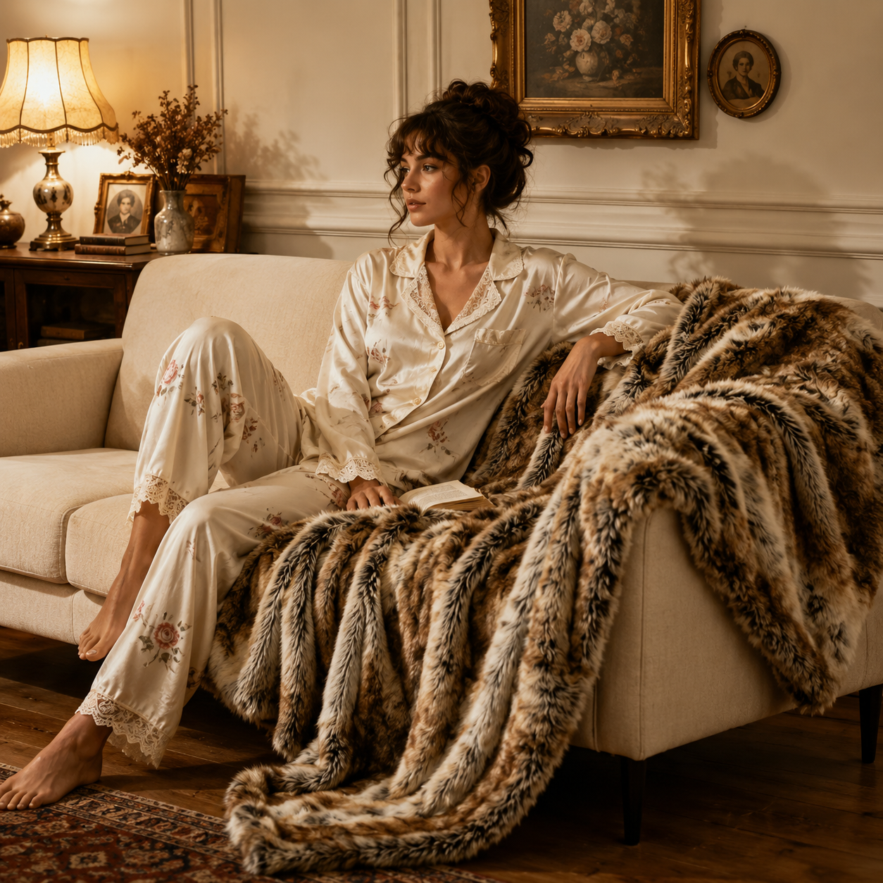 Luxury Faux Fur Plaid Throw Blanket