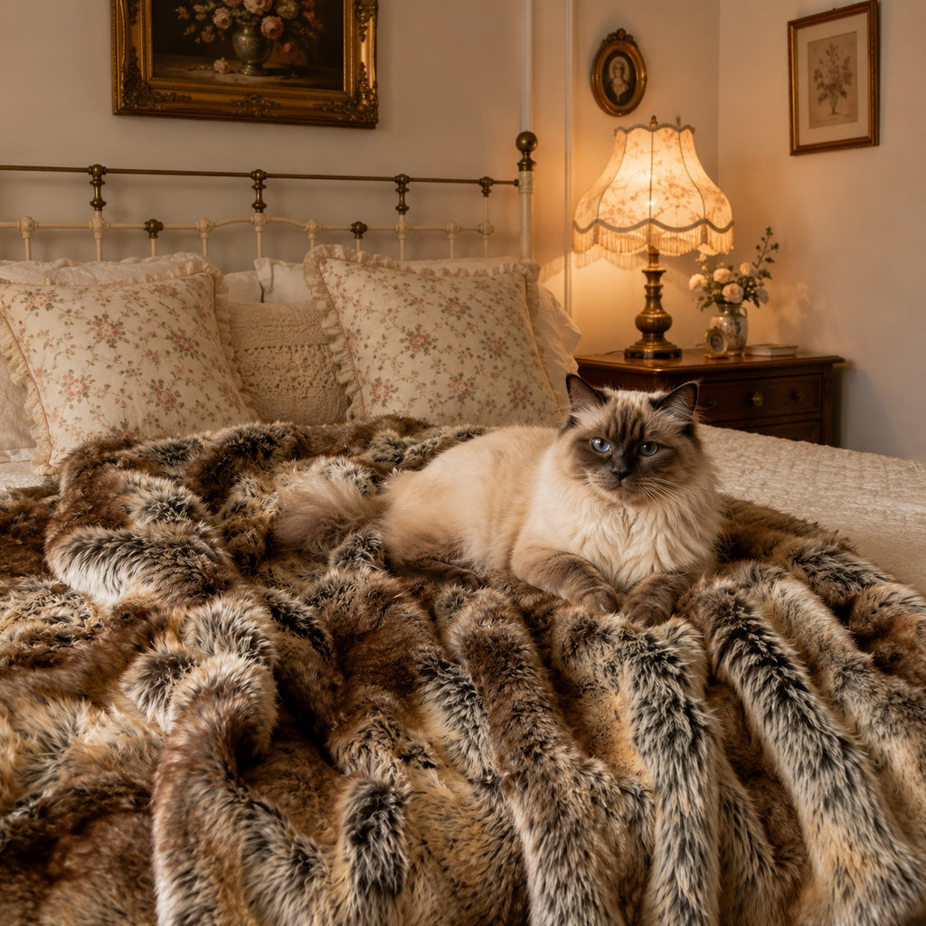 Luxury Faux Fur Plaid Throw Blanket