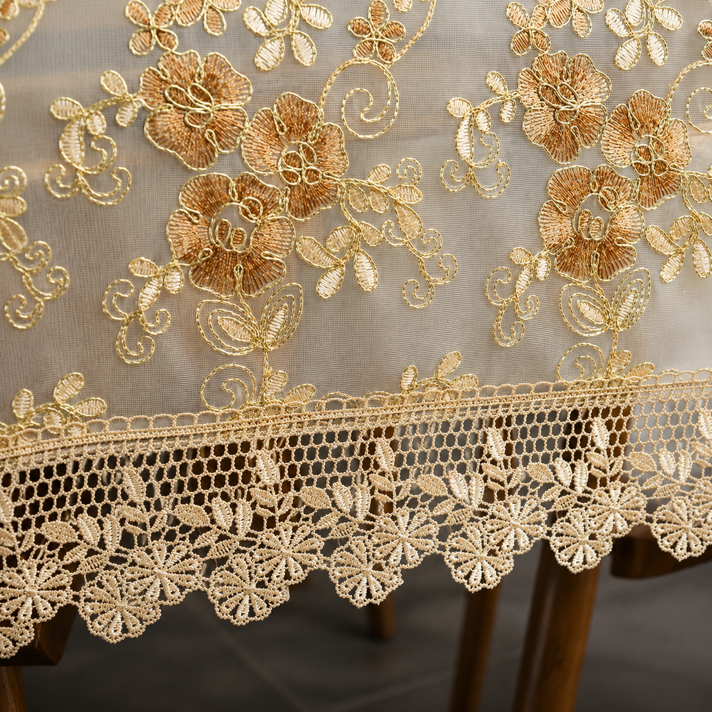Luxury Embroidered Lace Tablecloth – Elegant Rectangular Table Cover