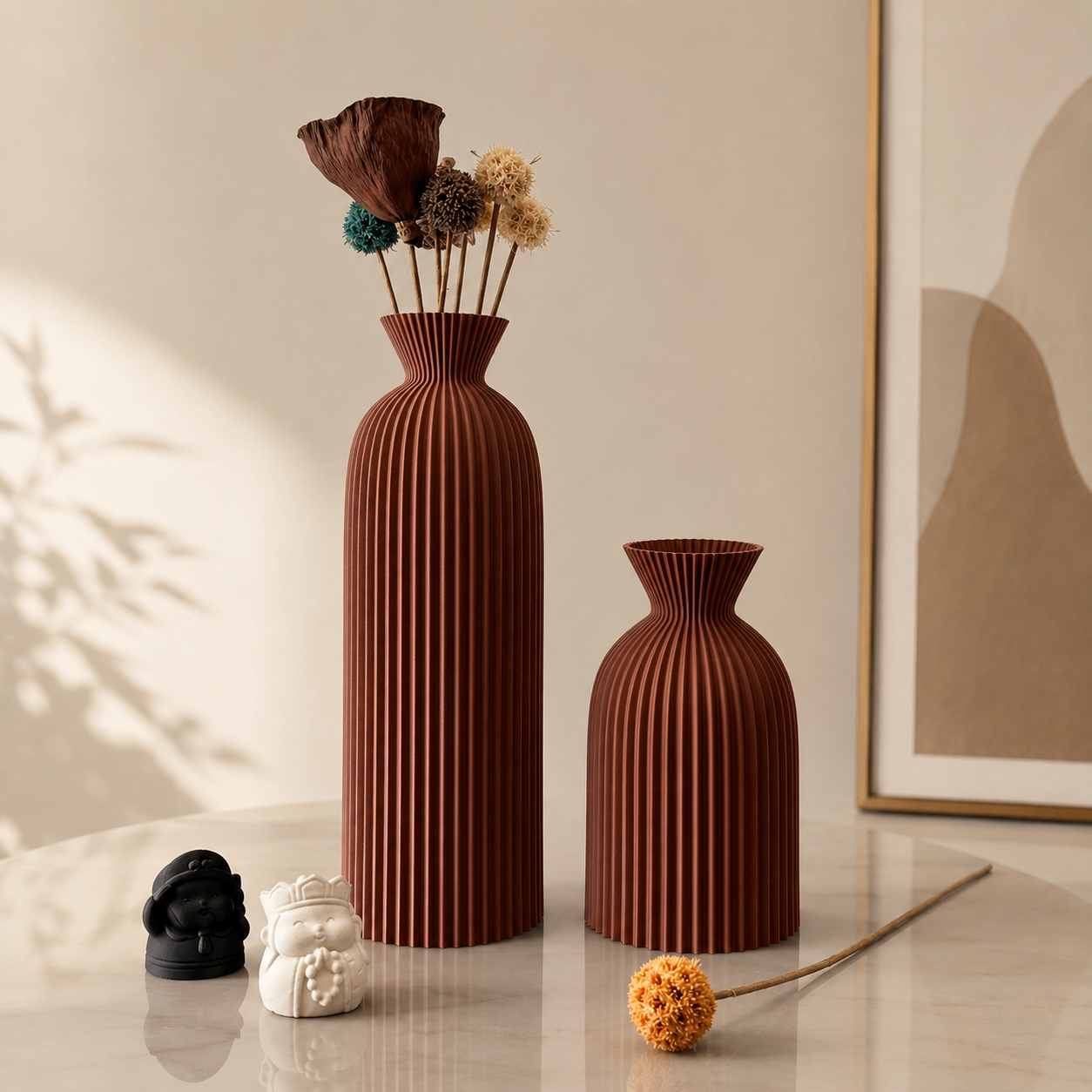 Modern Wavy Decorative Vase Set – Minimalist Home Décor