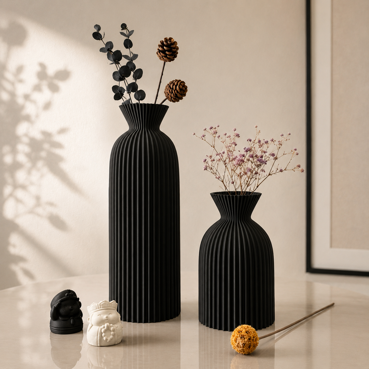 Modern Wavy Decorative Vase Set – Minimalist Home Décor