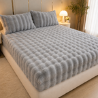 Fluffy Plush Fitted Bed Sheet – Winter Warm Rabbit Fleece Mattress Cover