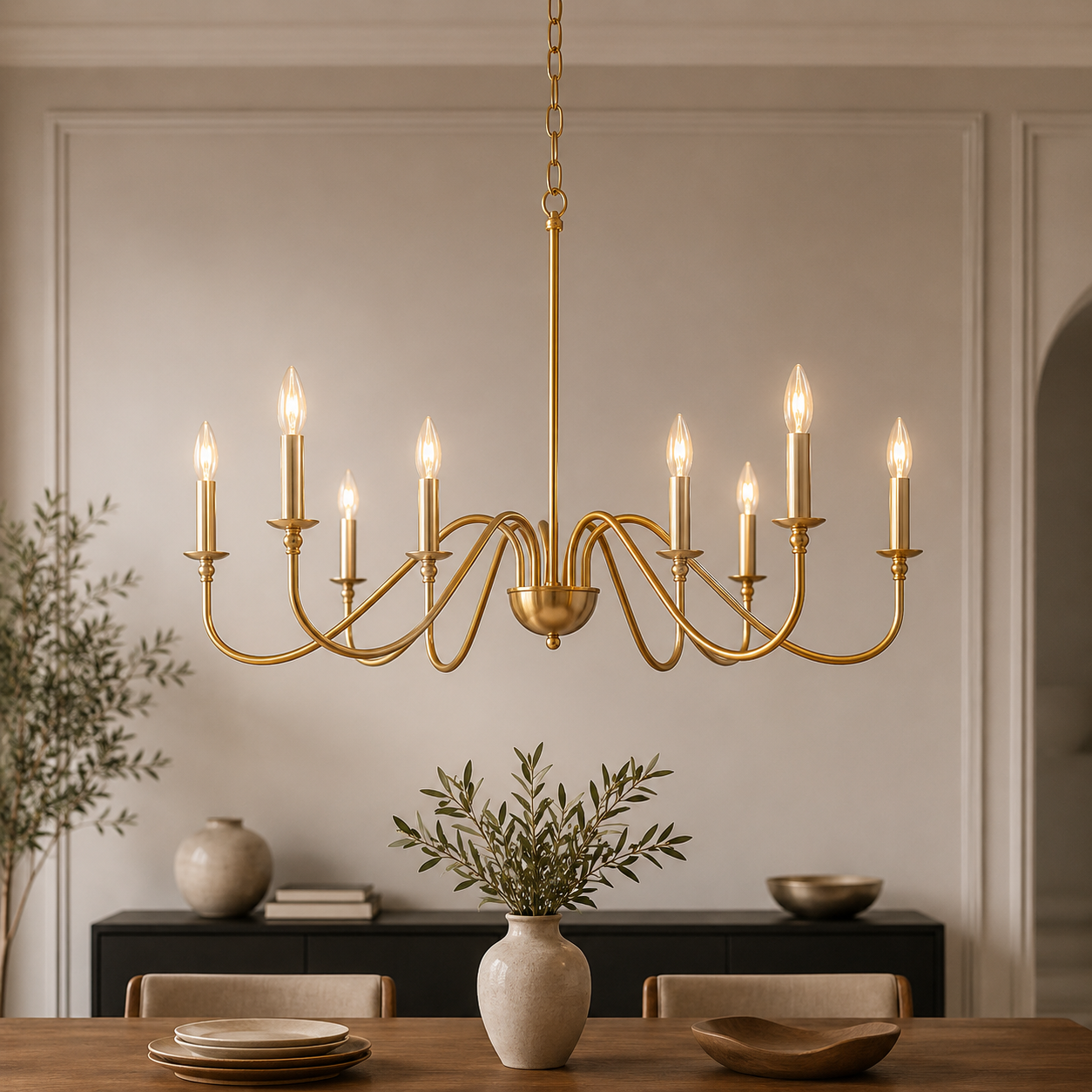 Decorative 8-Light Chandelier – Iron Ceiling Lamp