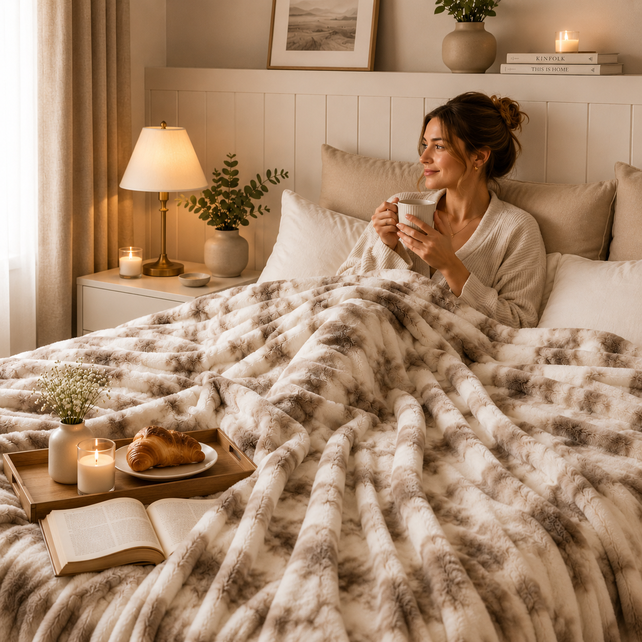 Luxurious Faux Rabbit Fur Blanket – Soft Warm Throw Blanket