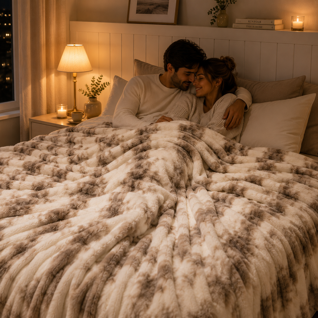 Luxurious Faux Rabbit Fur Blanket – Soft Warm Throw Blanket