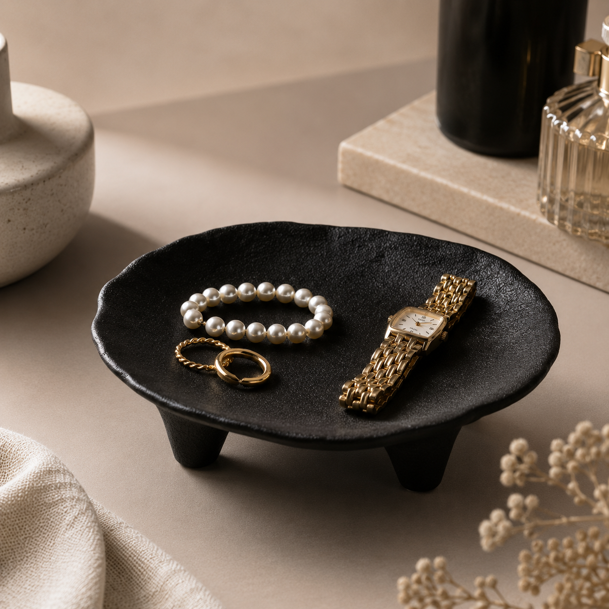 Ceramic Decorative Tray – Sculptural Jewellery & Desktop Accent