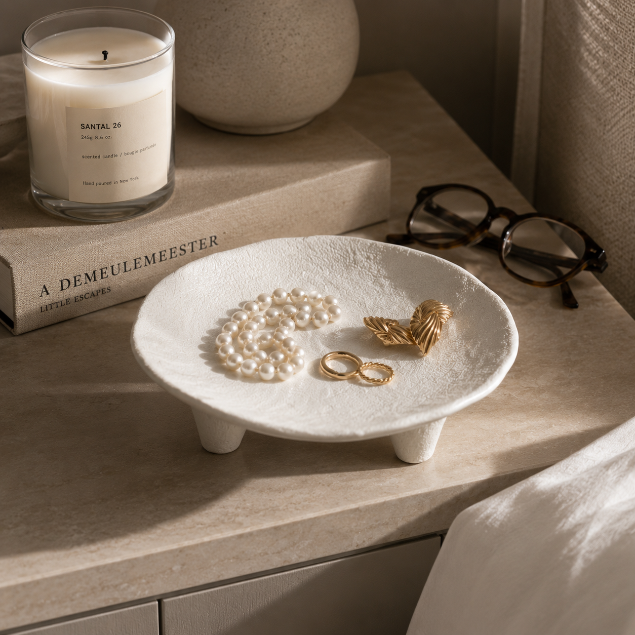 Ceramic Decorative Tray – Sculptural Jewellery & Desktop Accent