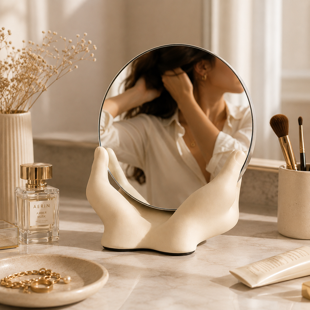 Decorative Desktop Mirror – Sculptural Vanity Accent