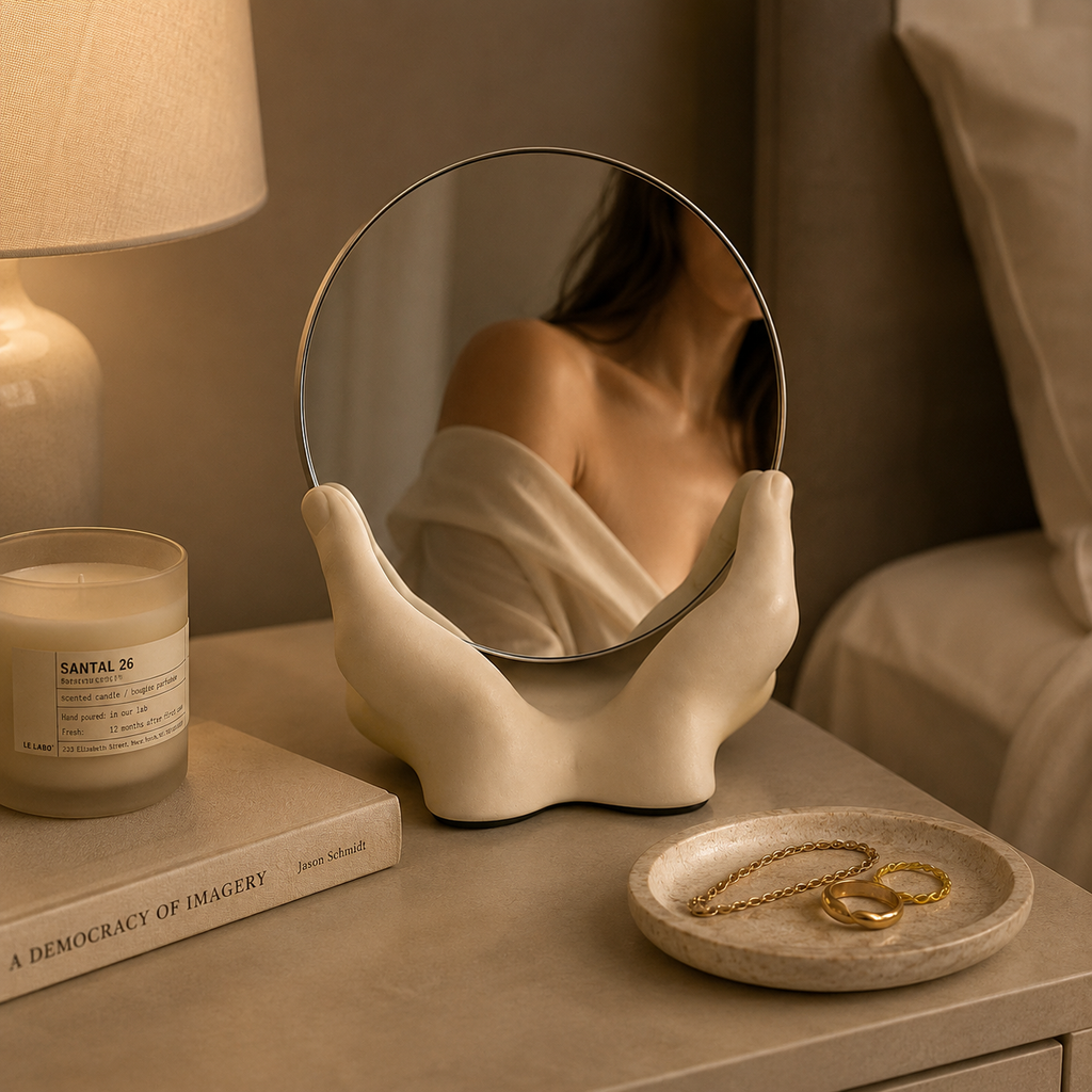 Decorative Desktop Mirror – Sculptural Vanity Accent