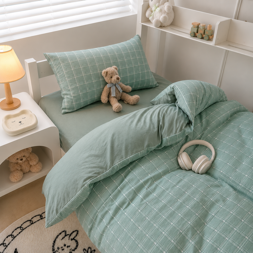 Washed Cotton Bedding Set – Duvet Cover, Sheet & Pillowcase