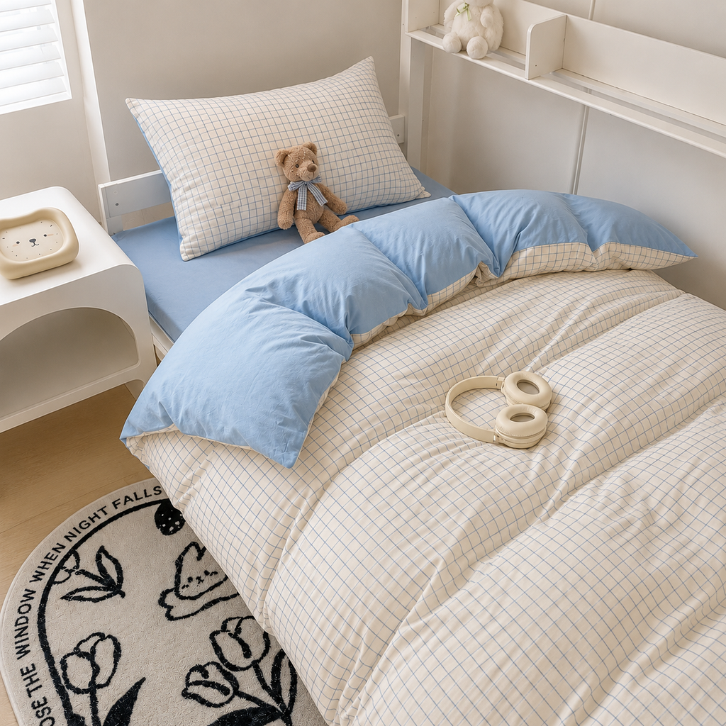 Washed Cotton Bedding Set – Duvet Cover, Sheet & Pillowcase