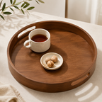 Round Bamboo Serving Tray – 40cm Decorative Tray