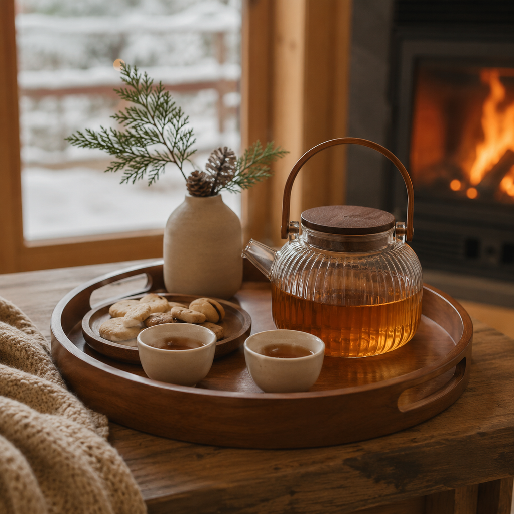 Round Bamboo Serving Tray – 40cm Decorative Tray
