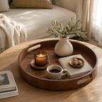 Round Bamboo Serving Tray – 40cm Decorative Tray
