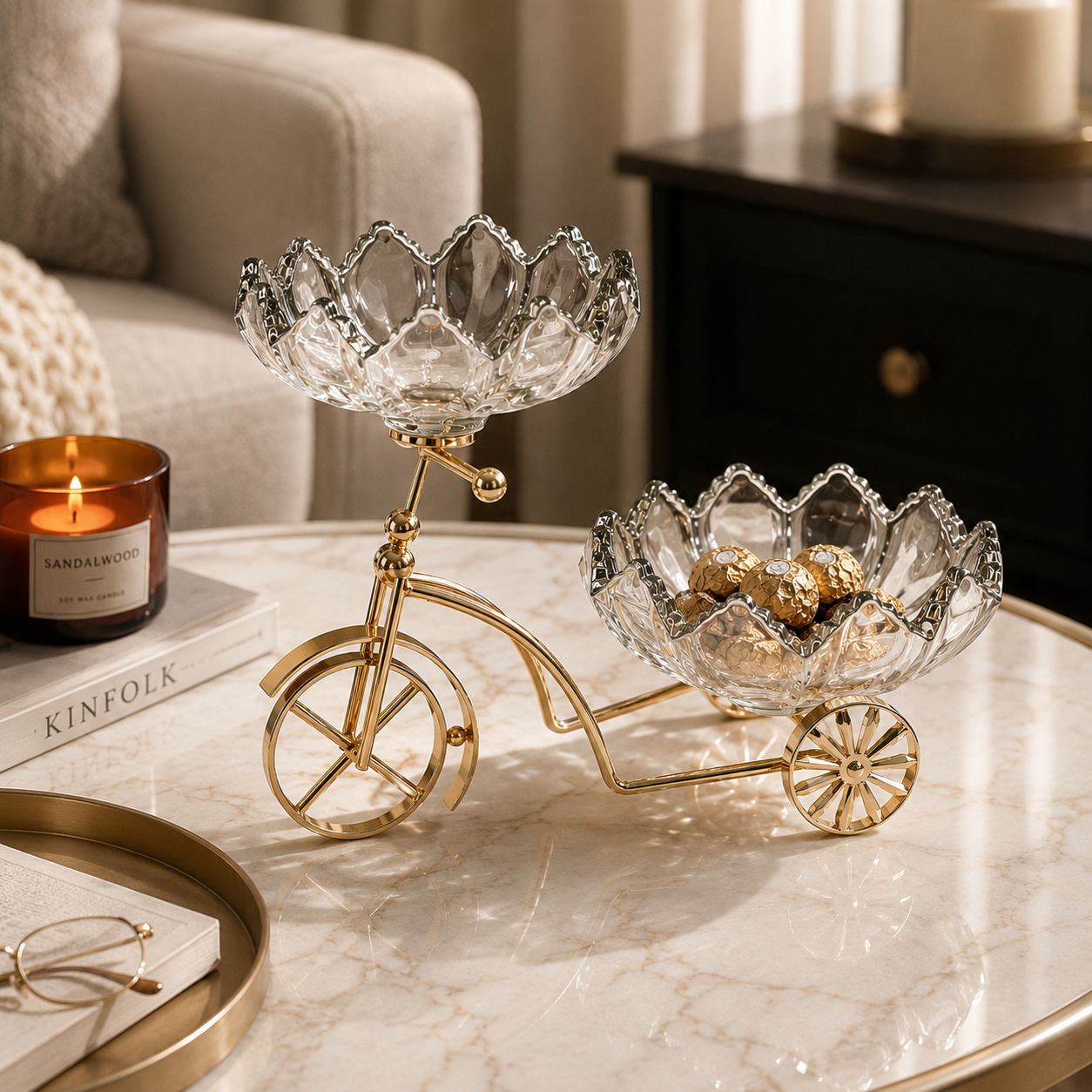 Crystal Glass Decorative Serving Bowl