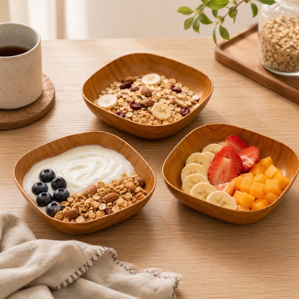 Wood Grain Serving Bowl Set – 5 Pieces