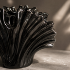 Sculptural Black Ceramic Vase