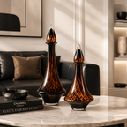 Amber Glass Decorative Vase Set – Set of 2