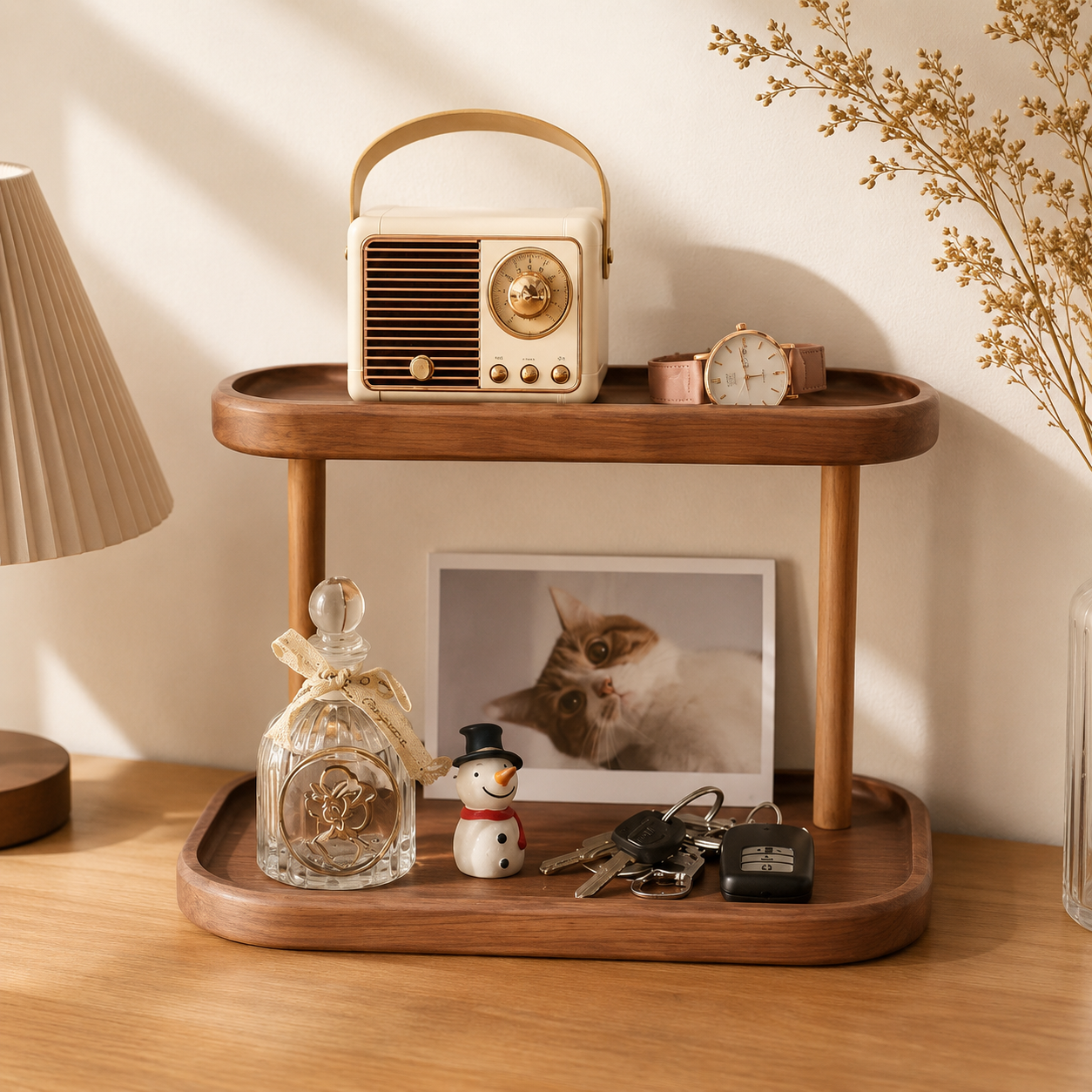 Wooden Countertop Display Shelf