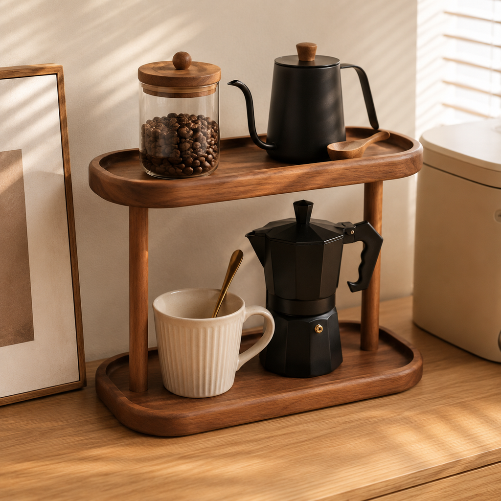 Wooden Countertop Display Shelf