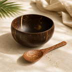Coconut Bowl with Wooden Spoon Set