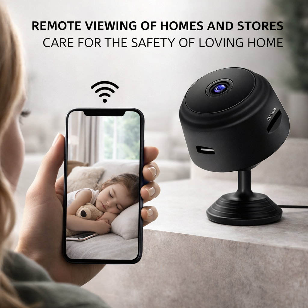 Mini WiFi Security Camera 1080P with Motion Detection & App Monitoring