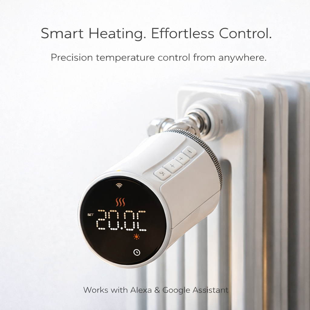 Smart Wi-Fi Thermostatic Radiator Valve with App and Voice Control