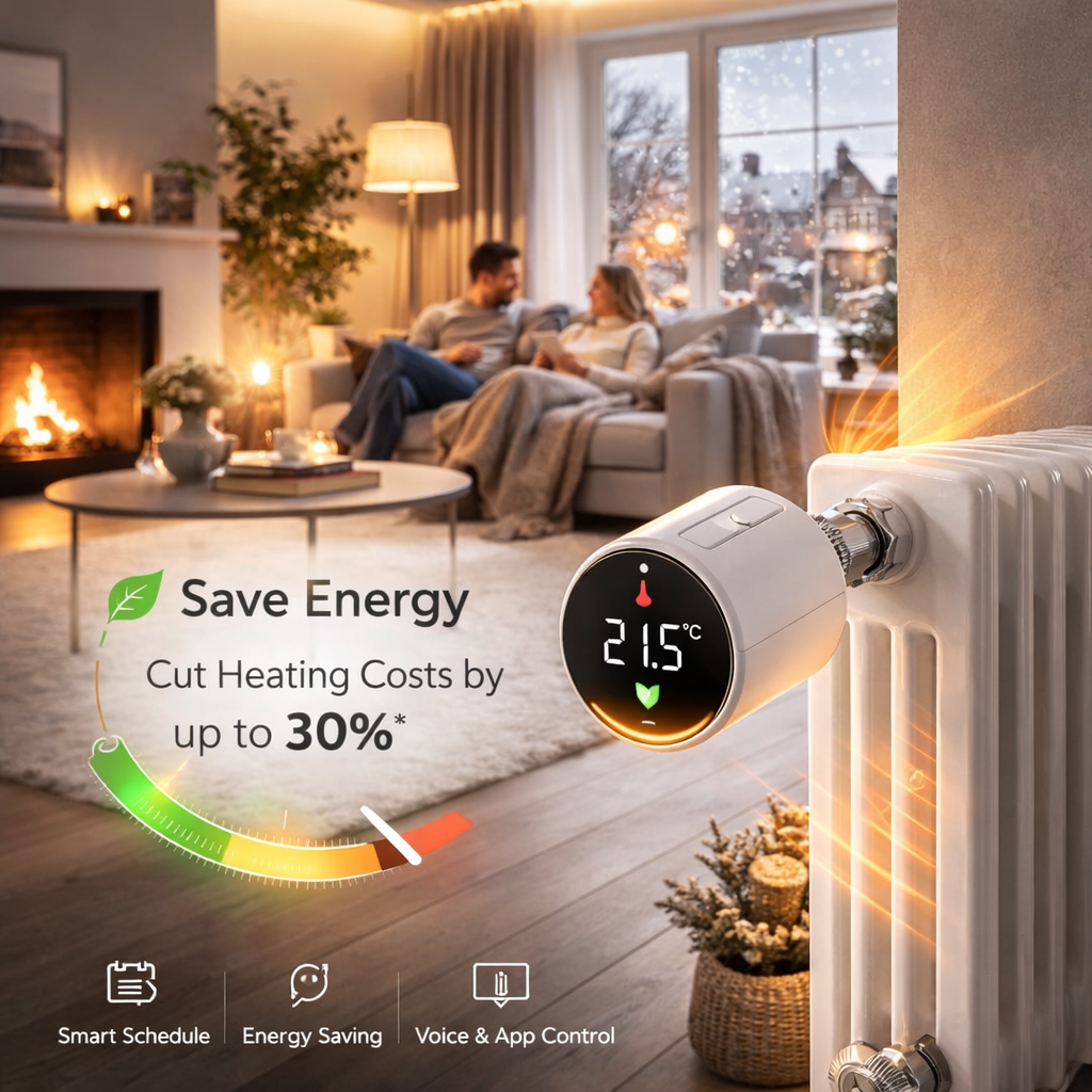 Smart Wi-Fi Thermostatic Radiator Valve with App and Voice Control