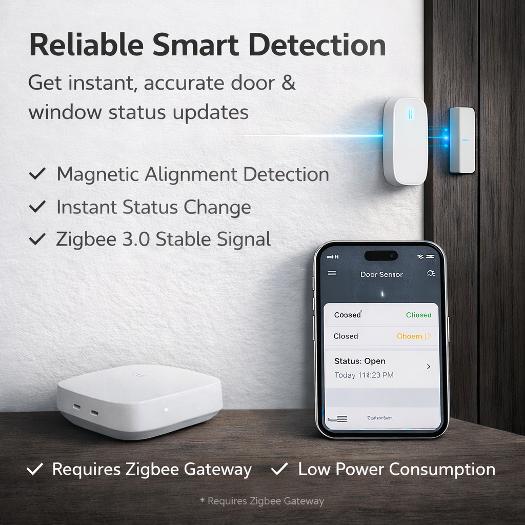 Smart Zigbee Door and Window Sensor with App and Voice Control