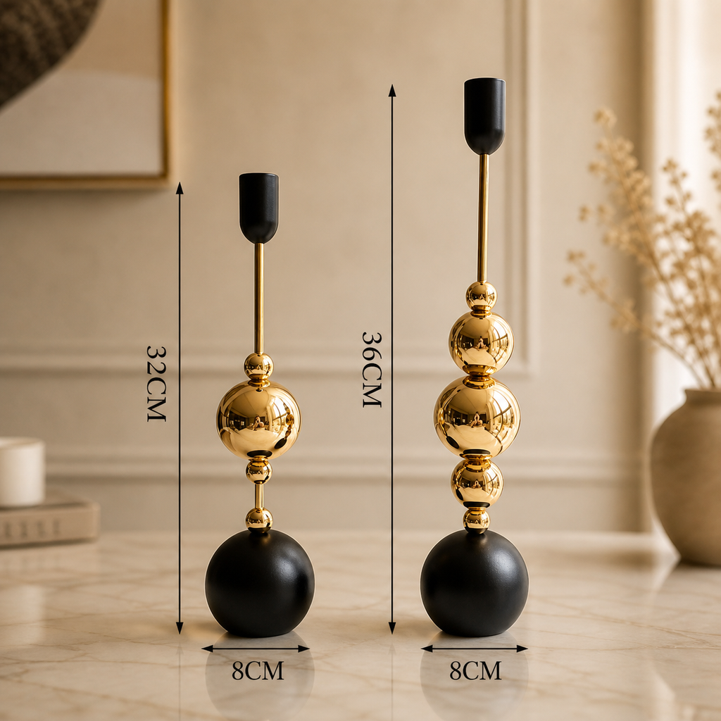 Luxury Gold Candle Holder Set (2 Pieces) – Elegant Table Decor