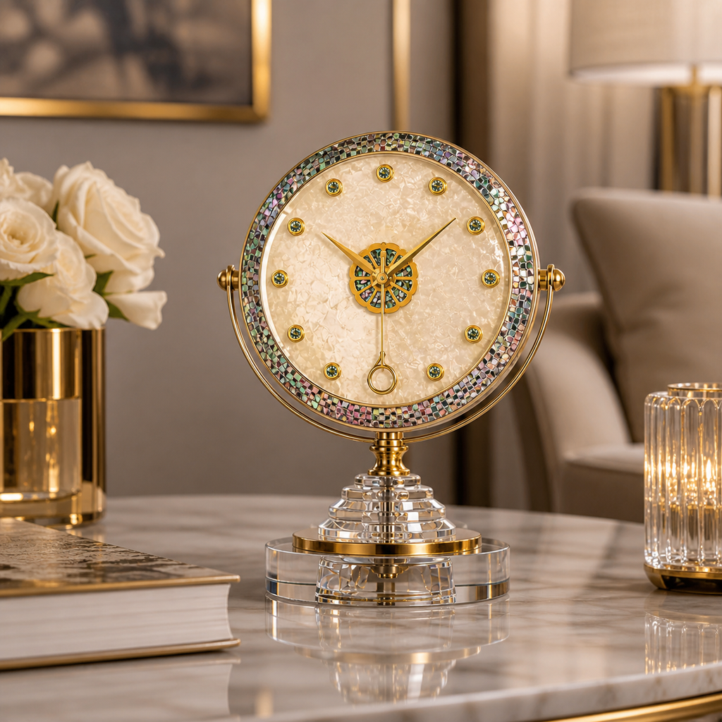 Luxury Vintage Desk Clock – Elegant Metal Table Clock