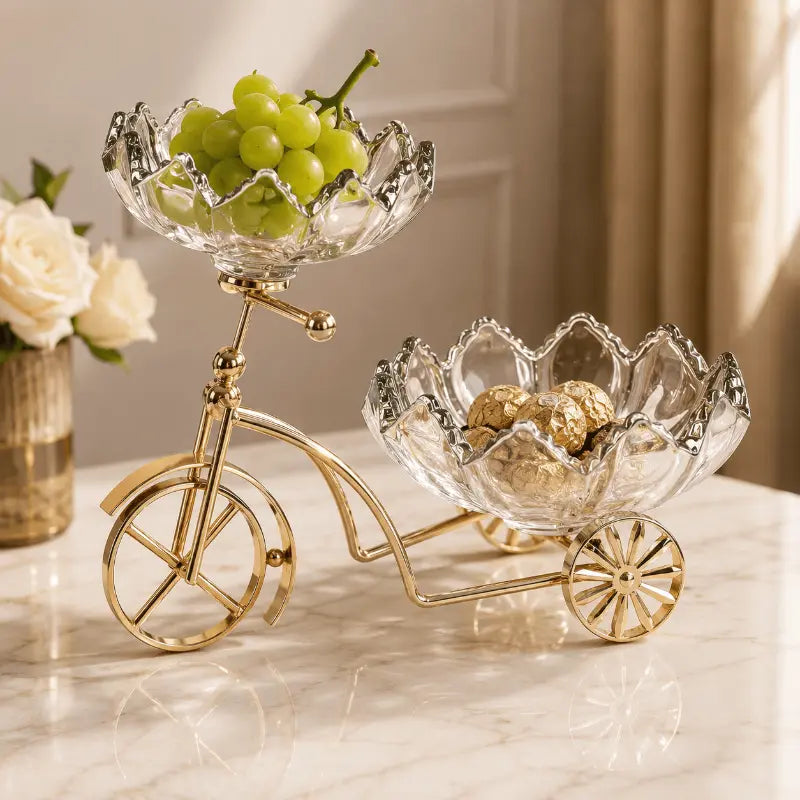 Crystal glass decorative serving bowl for dining table and home décor