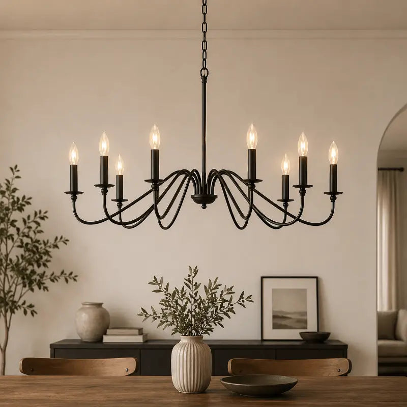 Decorative 8 light iron chandelier for modern interior lighting