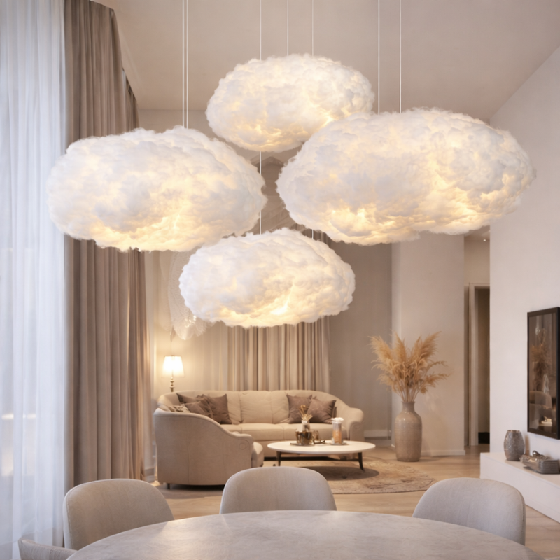 Fluffy Cotton Cloud Hanging Decor – White Ceiling & Wall Decoration for Events & Home
