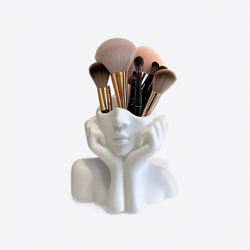 Makeup Brush Holder Face Design Cosmetic Organizer Vase