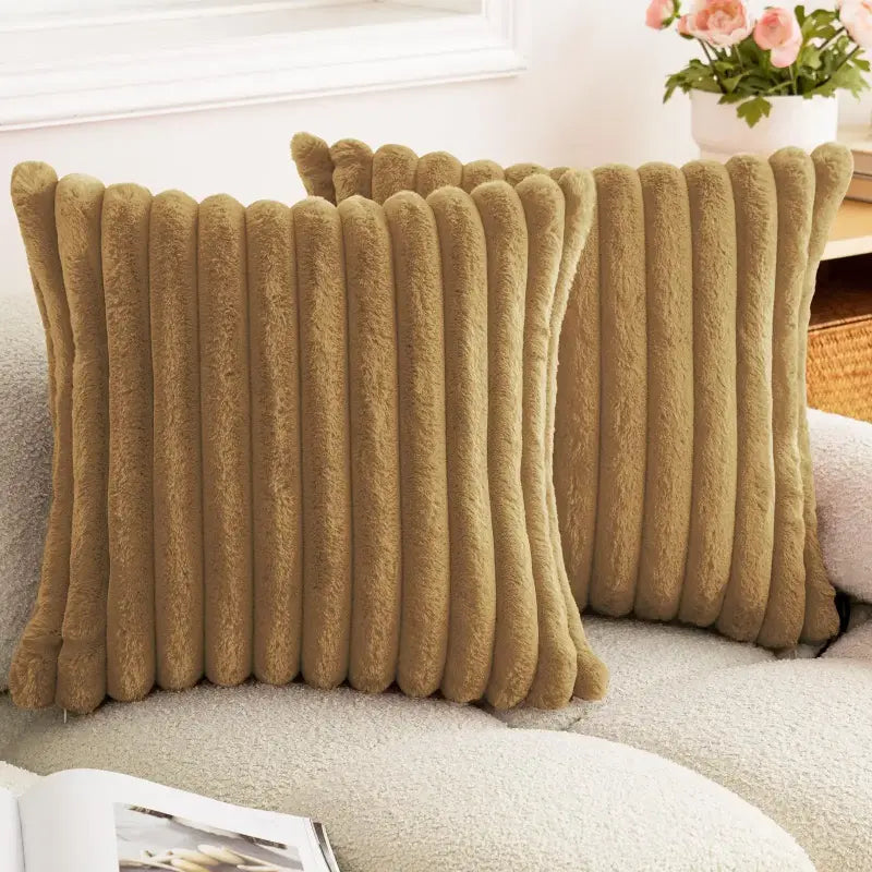 Ultra soft faux rabbit fur cushion cover for living room and bedroom décor