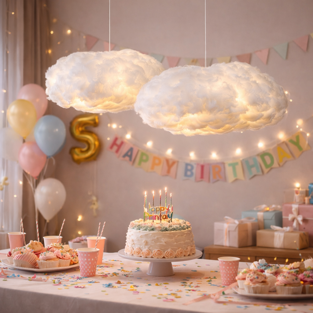 Fluffy Cotton Cloud Hanging Decor – White Ceiling & Wall Decoration for Events & Home