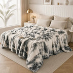 Luxurious faux rabbit fur blanket for living room and bedroom décor