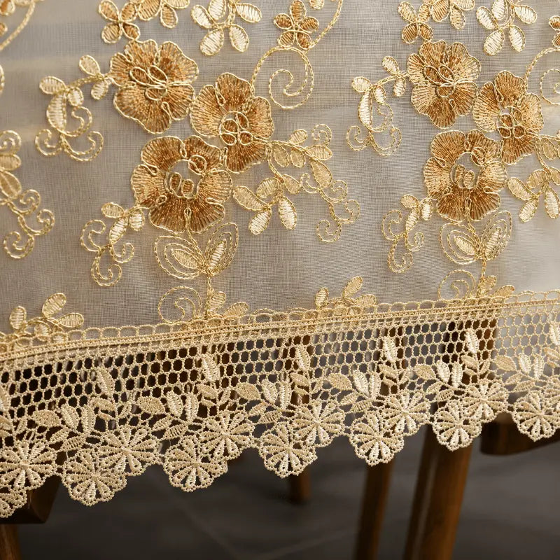 Luxury embroidered lace tablecloth for elegant dining table décor