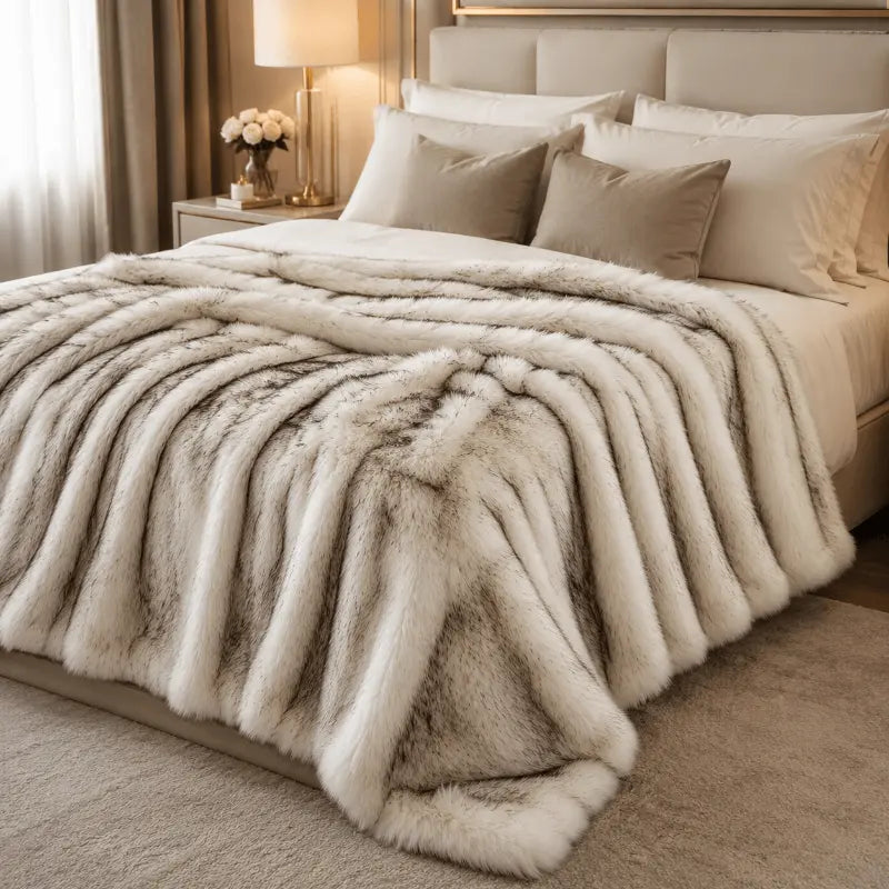 Luxury faux fur blanket for living room and bedroom décor