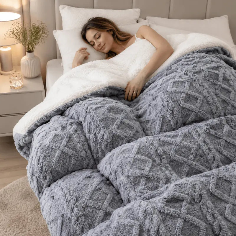 Luxury faux lamb cashmere blanket for living room and bedroom décor