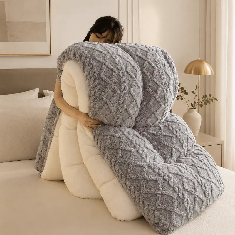 Luxury faux lamb cashmere blanket for living room and bedroom décor